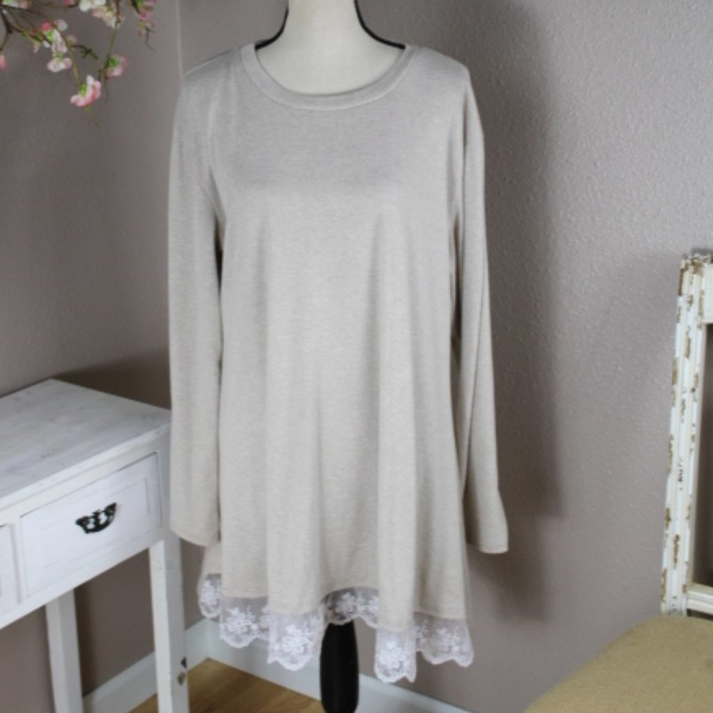 Soft Lace Trim Sweater NWOT